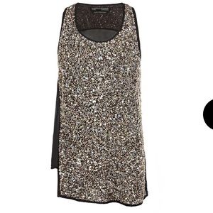 Allsaints Black & Sequin Elissa Vest Tank Top